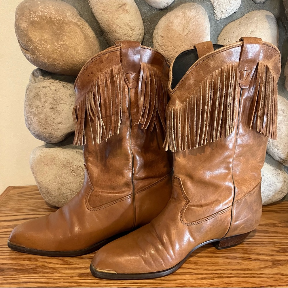 Durango | Fringed Leather Western Boots w/ J Snip Toe - Picture 5 of 13